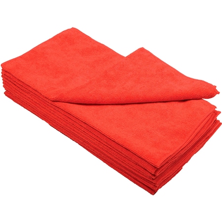 16 X 16 300 GSM Microfiber Cleaning Cloths, Red, 12PK